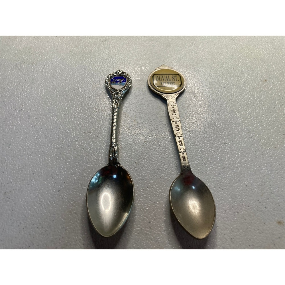 Vintage Florida Souvenir Spoons Set Duval St Key West Enamel Collector Spoons